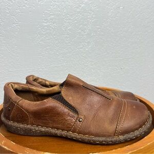 Born Nampa Leather Slip On Flats Shoes Womens 9.5 Brown Comfort